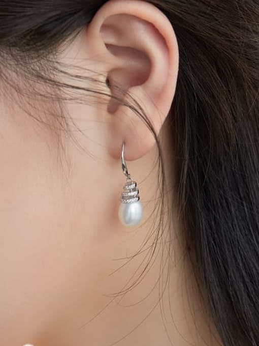 STL-Silver Jewelry 925 Sterling Silver Cubic Zirconia Water Drop Minimalist Hook Earring 1
