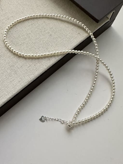 Necklace Short (19TL55 925 Sterling Silver Bead Minimalist Beaded Necklace