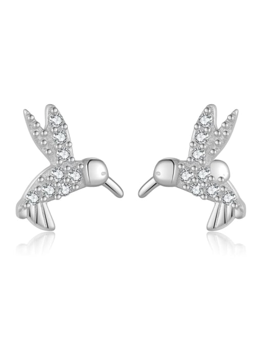 platinum 925 Sterling Silver Cubic Zirconia Rabbit Dainty Stud Earring