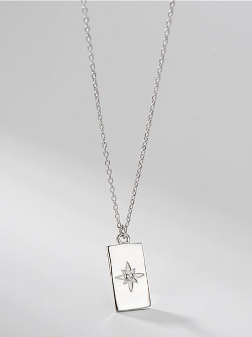 ARTTI 925 Sterling Silver  Minimalist Six Pointed Star Single Diamond Square Brand Necklace 0