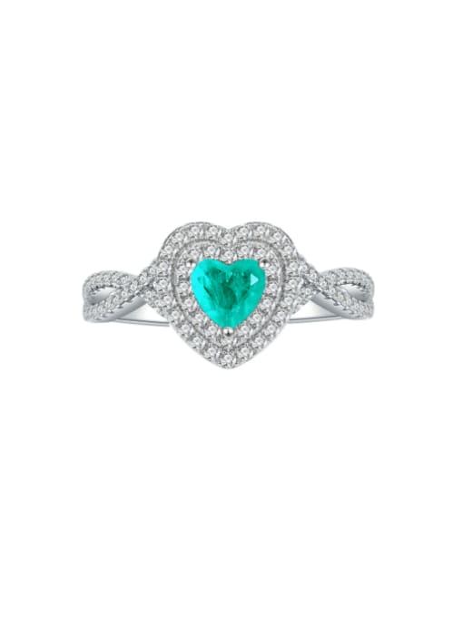 Paraiba 925 Sterling Silver Cubic Zirconia Heart Luxury Band Ring