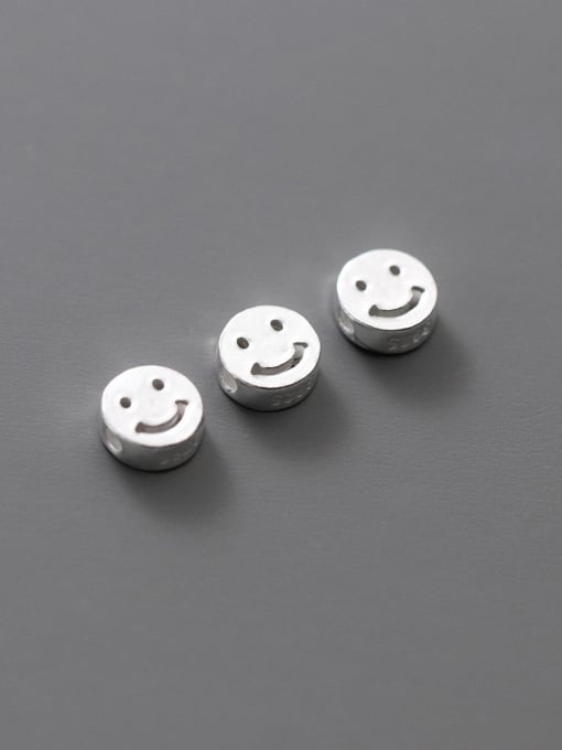 FAN S925 Silver Distressed 6mm Horizontal Perforated Smiley Face Beads 1