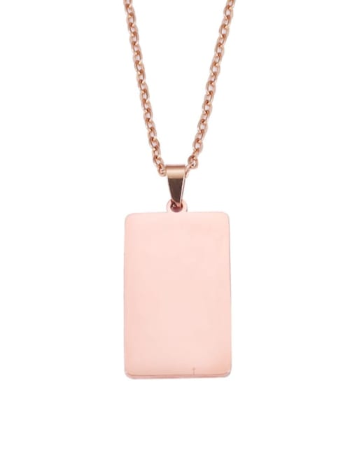 rose gold Stainless steel  Hip Hop Geometric  Pendant Necklace