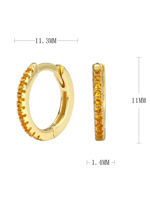 golden +yellow 925 Sterling Silver Cubic Zirconia Geometric Minimalist Huggie Earring