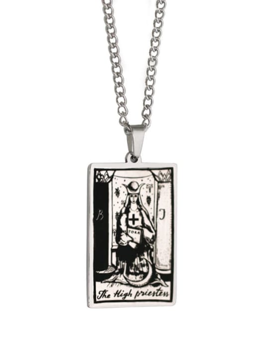 Steel The High Priestess's Tarot hip hop stainless steel titanium steel necklace