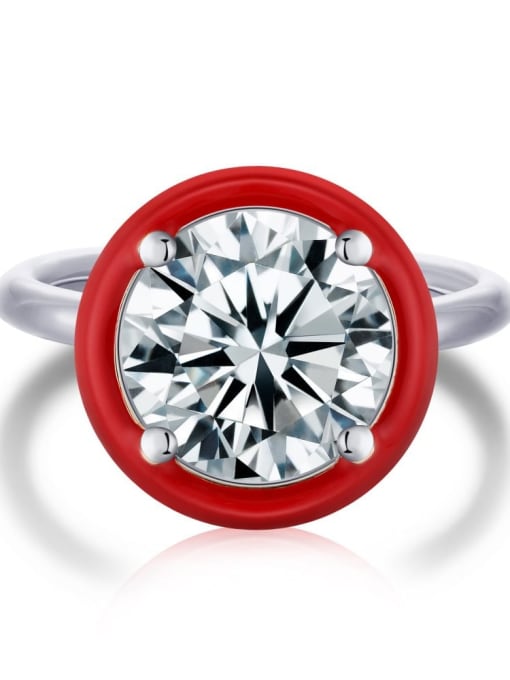 Platinum red DY120118 925 Sterling Silver Enamel Geometric Minimalist Band Ring