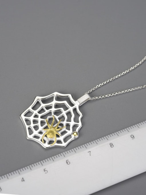 LOLUS 925 Sterling Silver Personalized design national style crawling spider and web Artisan Pendant 3