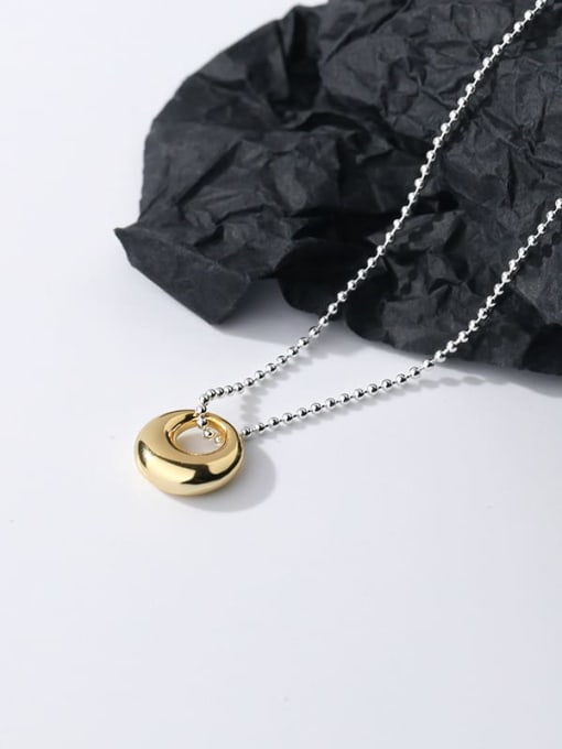 F22030705 925 Sterling Silver Geometric Minimalist  Bead Chain Necklace