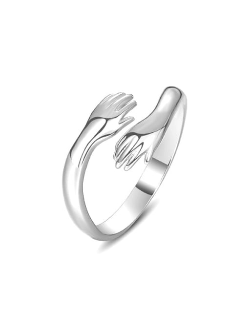 K1112 Platinum 925 Sterling Silver Geometric Minimalist Band Ring