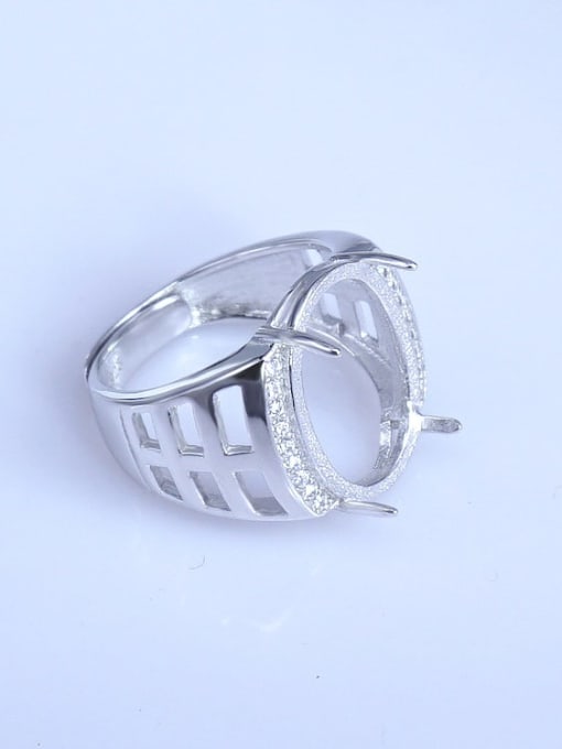 Supply 925 Sterling Silver 18K White Gold Plated Geometric Ring Setting Stone size: 12*19mm 2