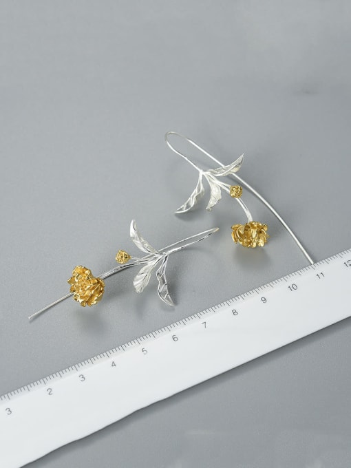 LOLUS 925 Sterling Silver Sakura handmade Artisan Hook Earring 3