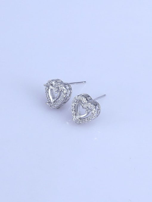 Supply 925 Sterling Silver 18K White Gold Plated Heart Earring Setting Stone size: 5*5mm 2