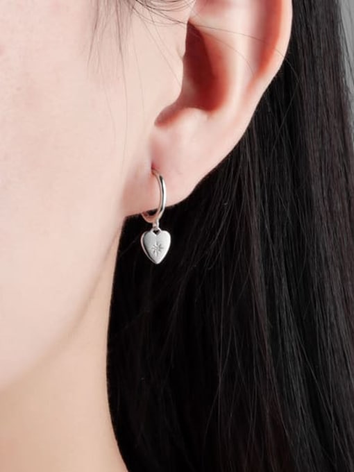 PNJ-Silver 925 Sterling Silver Cubic Zirconia Heart Minimalist Huggie Earring 1