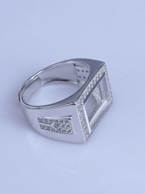Supply 925 Sterling Silver 18K White Gold Plated Geometric Ring Setting Stone size: 9*12mm 2