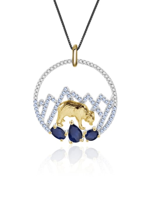 ZXI-SILVER JEWELRY 925 Sterling Silver Swiss Blue Topaz Animal Luxury Necklace