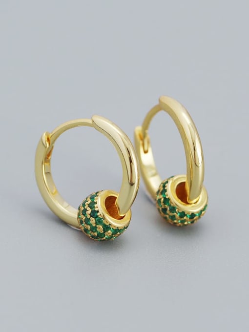 Gold (green stone) 925 Sterling Silver Cubic Zirconia Geometric Dainty Stud Earring