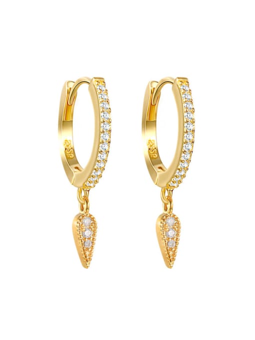 YUANFAN 925 Sterling Silver Cubic Zirconia Geometric Dainty Huggie Earring 0