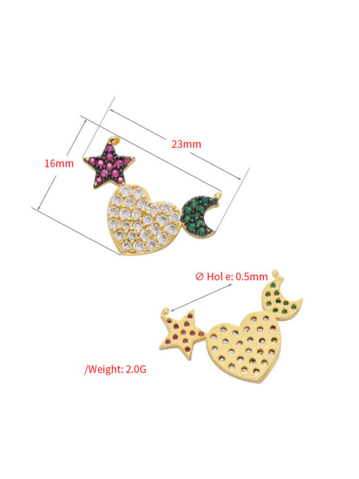 KOKO Micro Inlaid Peach Heart Pentagram Color Pendant Crown Necklace Connector 1