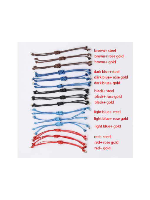 MEN PO Stainless steel Crown Wax rope Minimalist Adjustable Bracelet 2