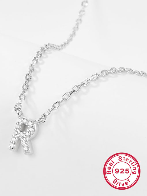 R Letter 925 Sterling Silver Letter Initials Necklace