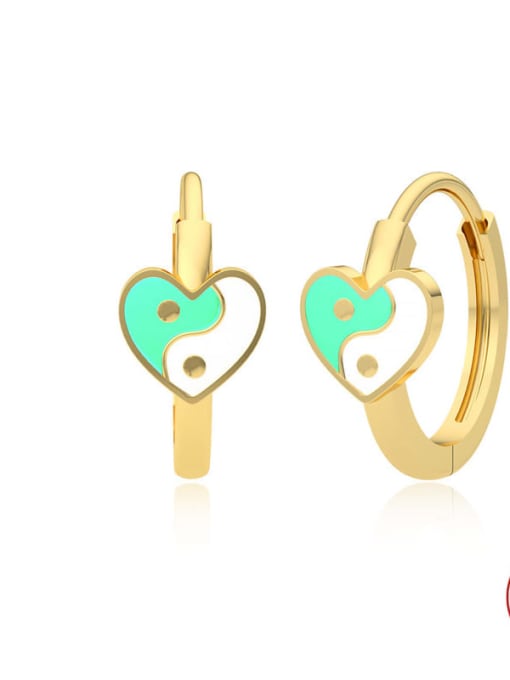 Golden Love Green 925 Sterling Silver Enamel Geometric Trend Stud Earring