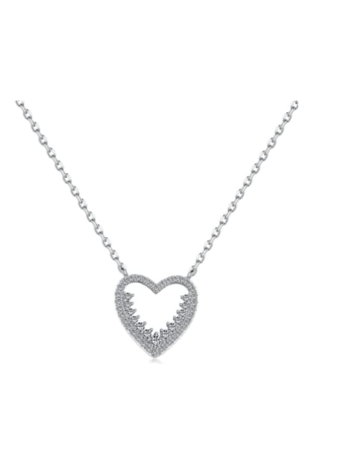 DY190699 S W WH 925 Sterling Silver Cubic Zirconia Heart Minimalist Necklace