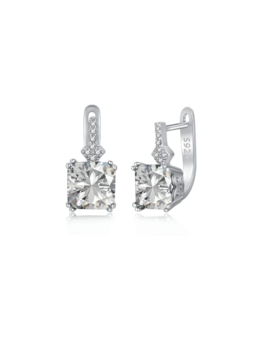 DY110119 S W WH 925 Sterling Silver Cubic Zirconia Geometric Luxury Huggie Earring