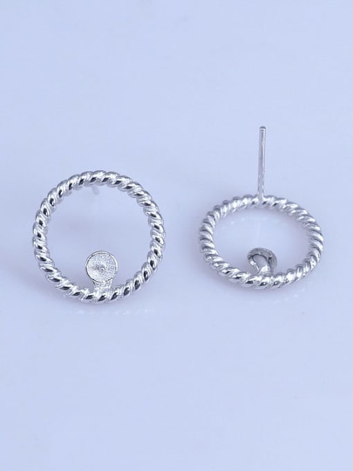 Supply 925 Sterling Silver 18K White Gold Plated Ball Earring Setting Stone diameter: 4-8mm 1