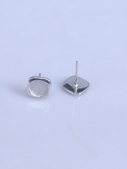 Supply 925 Sterling Silver 18K White Gold Plated Geometric Earring Setting Stone size: 6*6mm 1