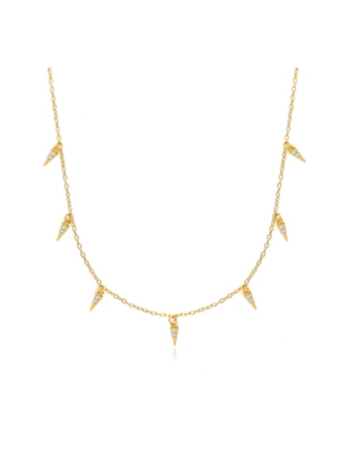 A2872 Gold 925 Sterling Silver Cubic Zirconia Geometric Dainty Necklace