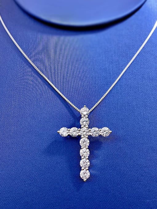 M&J 925 Sterling Silver Cubic Zirconia Cross Minimalist Regligious Necklace 2
