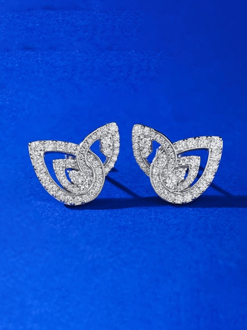 M&J 925 Sterling Silver Cubic Zirconia Heart Luxury Cluster Earring 0