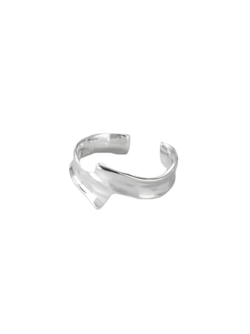 ARTTI 925 Sterling Silver Irregular Minimalist Simple Streamline   Band Ring 2