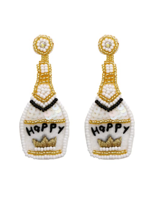 E69005 Miyuki Millet Bead Hand woven handmade champagne bottle Earring