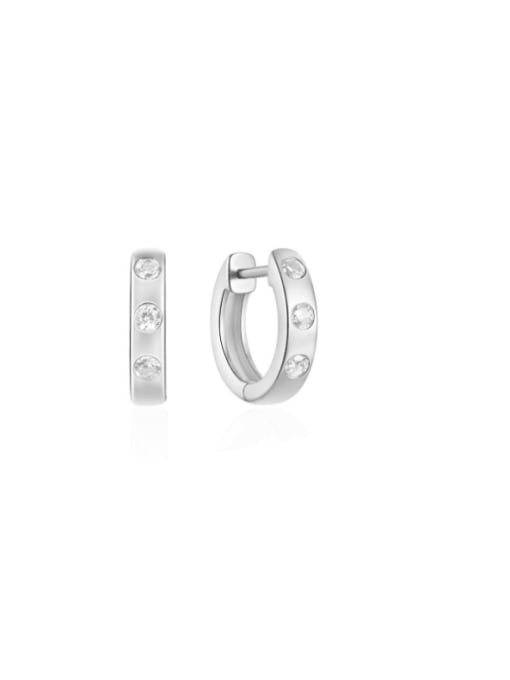 platinum 1# 925 Sterling Silver Cubic Zirconia Geometric Minimalist Huggie Earring