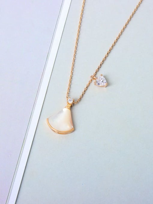 Gold 925 Sterling Silver Shell Geometric Minimalist Necklace