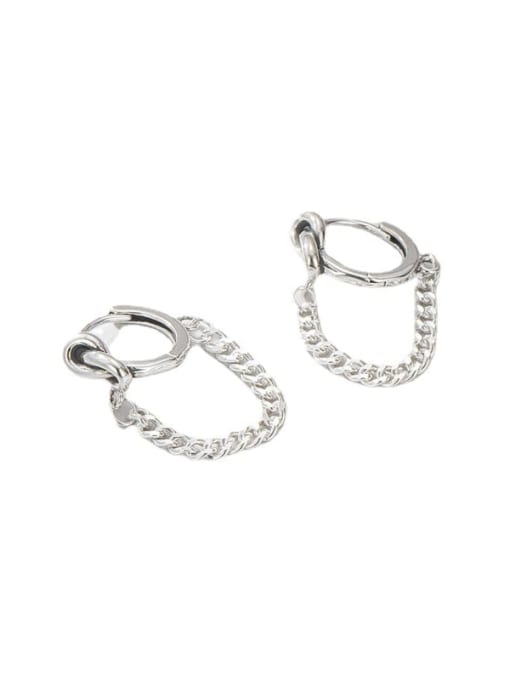 Chain lug 925 Sterling Silver Tassel Vintage Huggie Earring