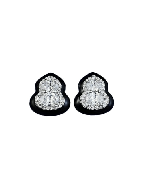 E492 gourd earrings 925 Sterling Silver Cubic Zirconia Geometric Cute Stud Earring