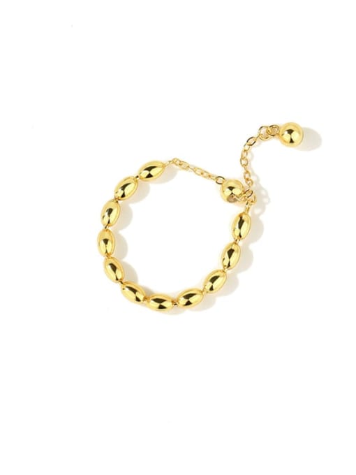 K1415 Gold 925 Sterling Silver Geometric Trend Bead Ring