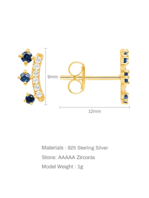 YUANFAN 925 Sterling Silver Cubic Zirconia Geometric Minimalist Stud Earring 3