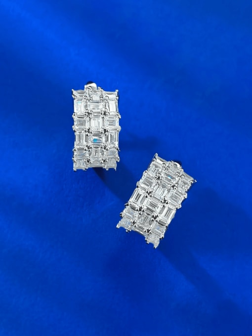 M&J 925 Sterling Silver Cubic Zirconia Geometric Luxury Cluster Earring