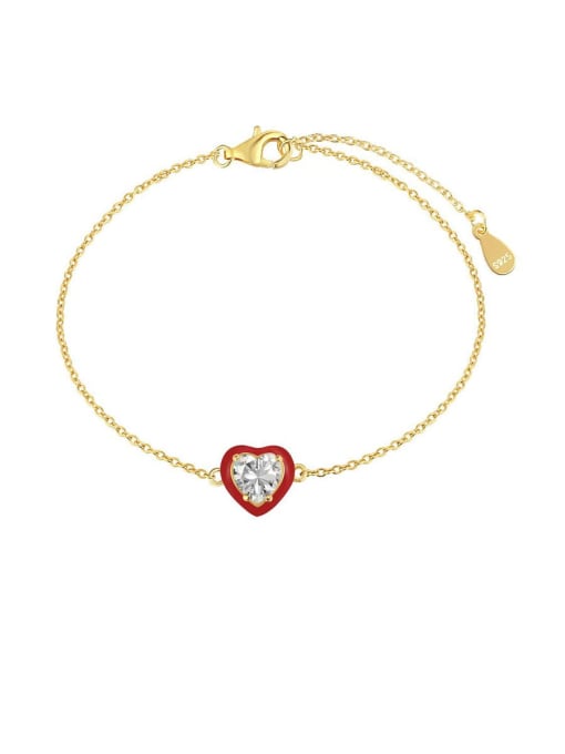 DY150166 S G WH 925 Sterling Silver 5A Cubic Zirconia Heart Minimalist Link Bracelet
