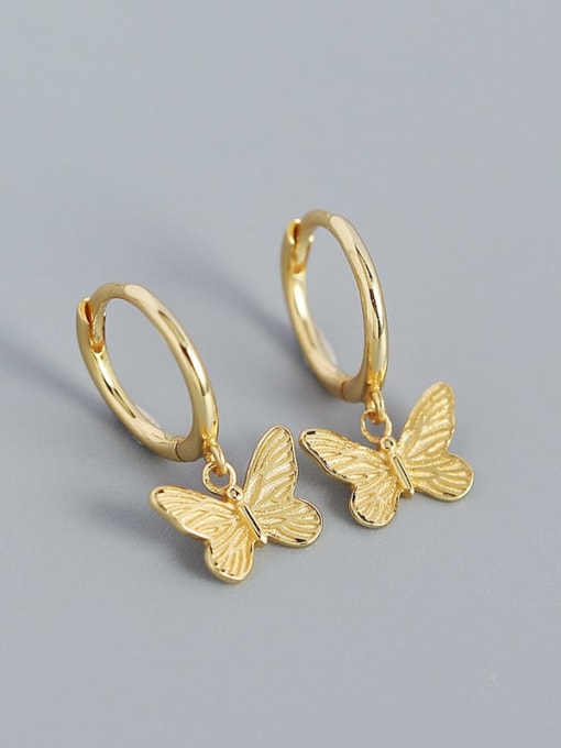 Golden color 925 Sterling Silver Butterfly Vintage Huggie Earring