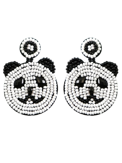 E68951 black and white Tila Bead Multi Color Panda Bohemia Pure handmade Weave Earring