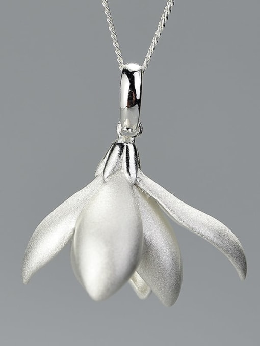 LFJE0176B（Large) 925 Sterling Silver Lonely fragrant magnolia flower chinese style retro creative Artisan Pendant