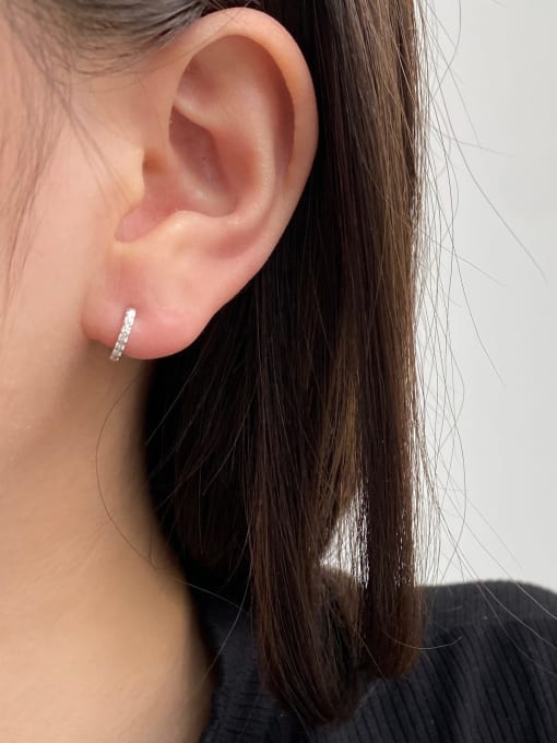 STL-Silver Jewelry 925 Sterling Silver Cubic Zirconia Geometric Dainty Stud Earring 1