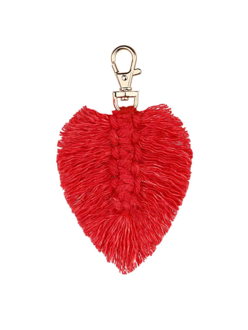 Red k68153 Alloy Cotton Rope Heart Artisan Hand-Woven Bag Pendant