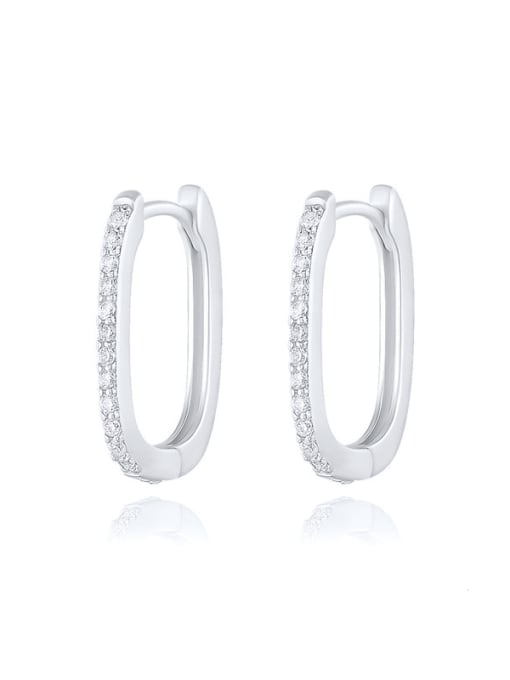 Wh+ white 925 Sterling Silver Cubic Zirconia Geometric Dainty Huggie Earring