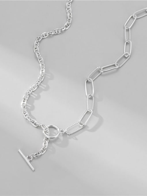 ARTTI 925 Sterling Silver Geometric Vintage Asymmetric chain Long Strand Necklace 2