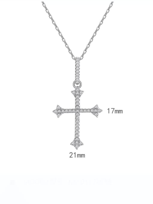 A&T Jewelry 925 Sterling Silver Cubic Zirconia Cross Minimalist Regligious Necklace 4